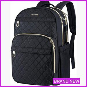 Stylish Laptop Backpack with USB Port Water-Repellent Nylon Travel Business
